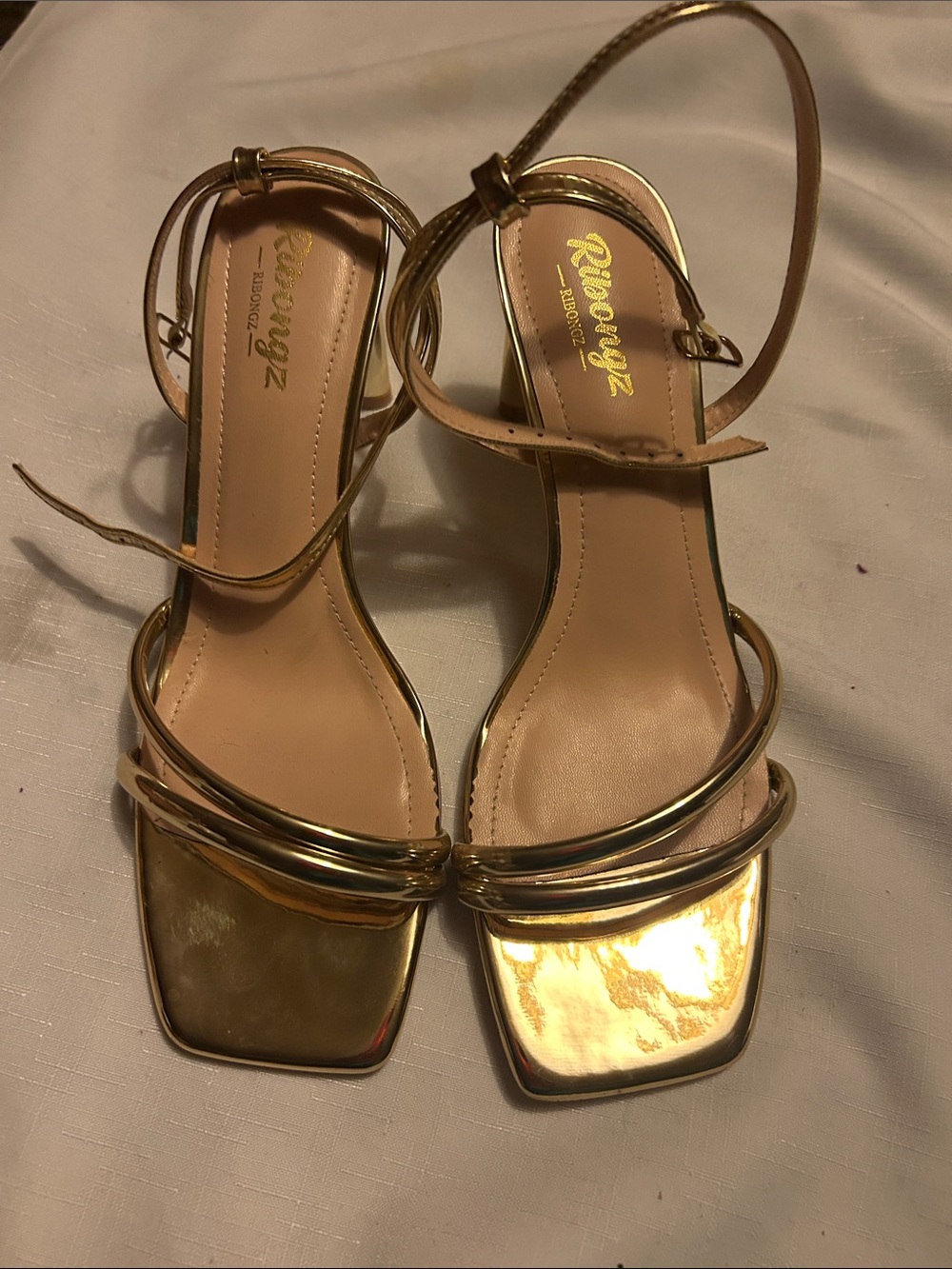 Gold Metallic Strappy Women's Sandals